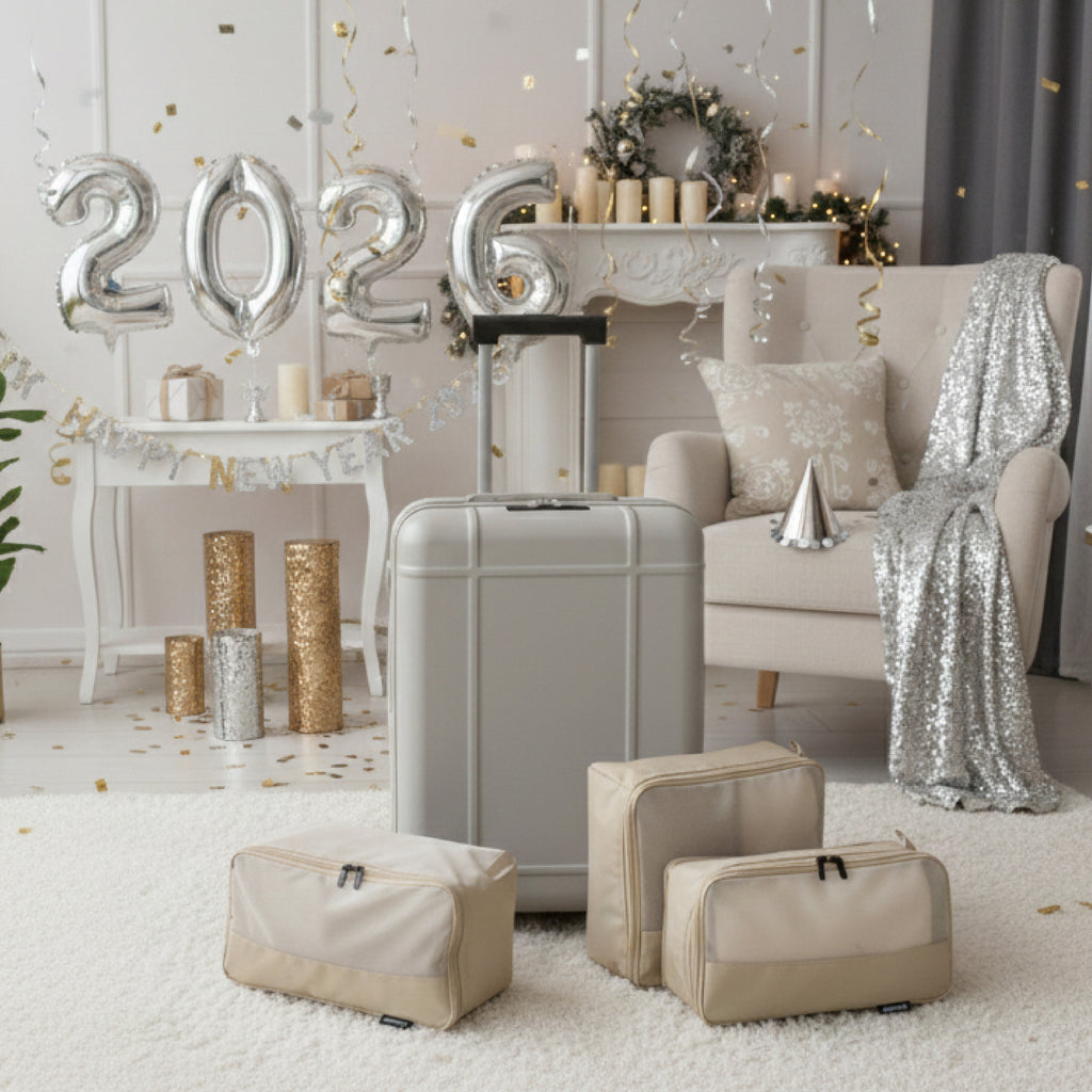 Premium Travel Set - Slim Suitcase & Packing Cubes (Cloud Grey)
