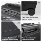 Premium Collapsible Carry-On Luggage (Obsidian Black)