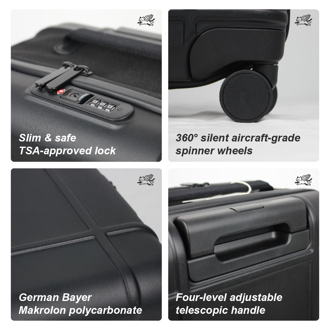 Premium Collapsible Carry-On Luggage (Obsidian Black)