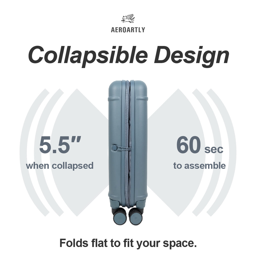 Premium Collapsible Carry-On Luggage (Slate Blue)