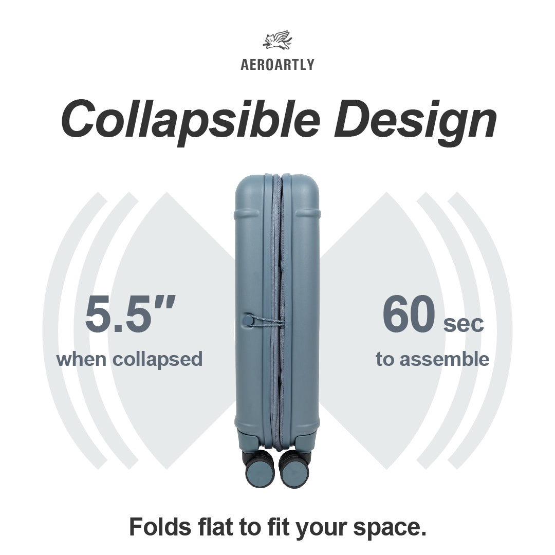 Premium Collapsible Carry-On Luggage (Slate Blue)