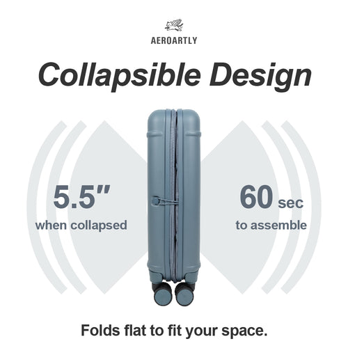 Premium Collapsible Carry-On Luggage (Slate Blue)