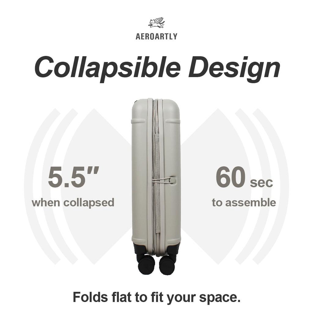 Premium Collapsible Carry-On Luggage (Cloud Grey)