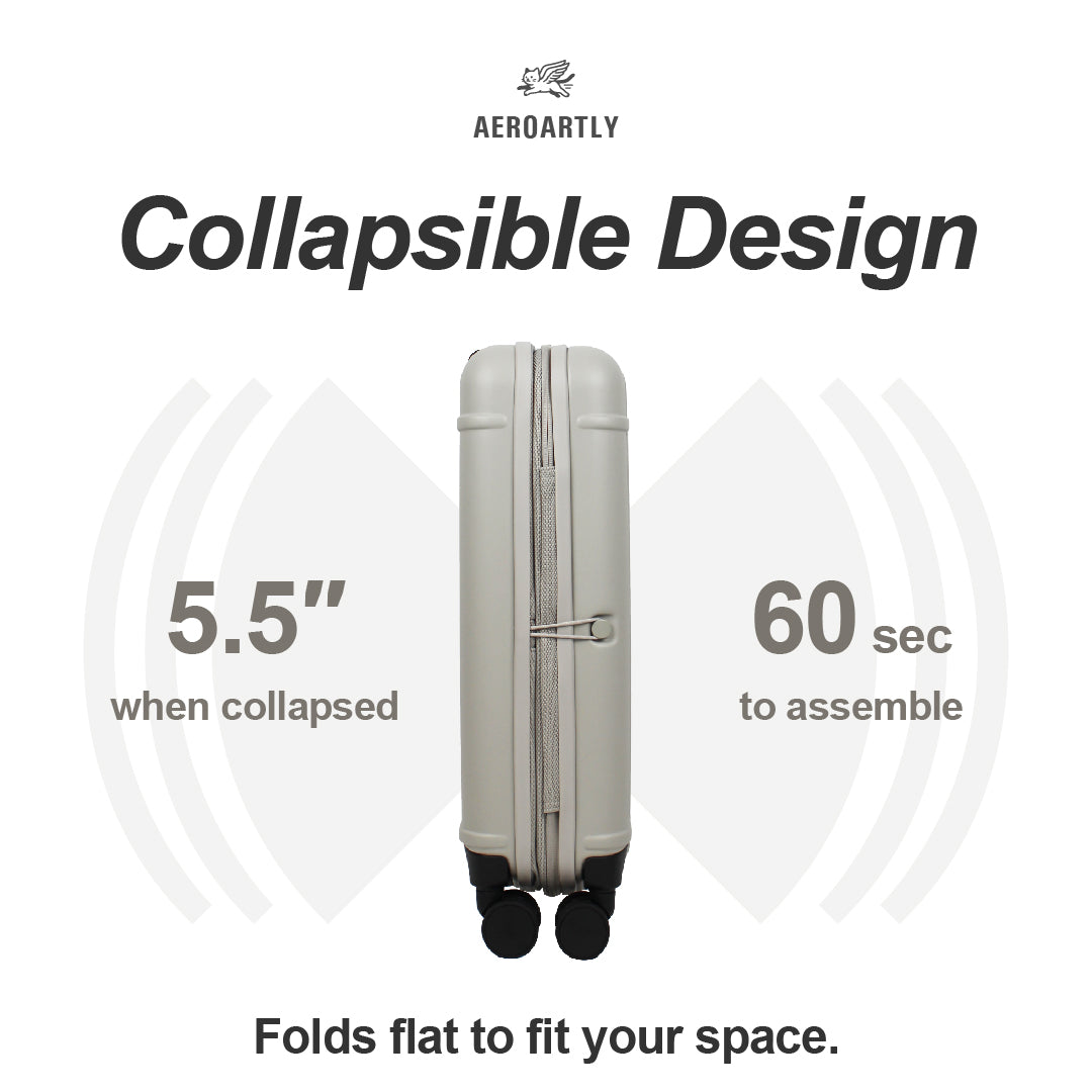 Premium Collapsible Carry-On Luggage (Cloud Grey)
