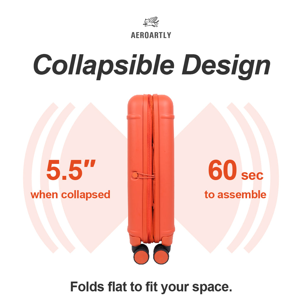 Premium Collapsible Carry-On Luggage (Sunset Orange)