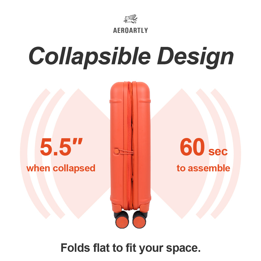 Premium Collapsible Carry-On Luggage (Sunset Orange)