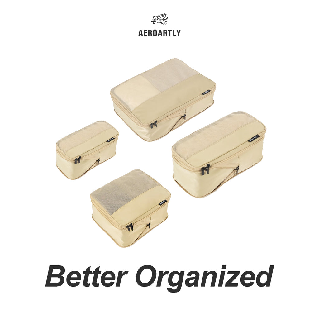 Premium Compression Packing Cubes - 4pc (Sandstone Beige)