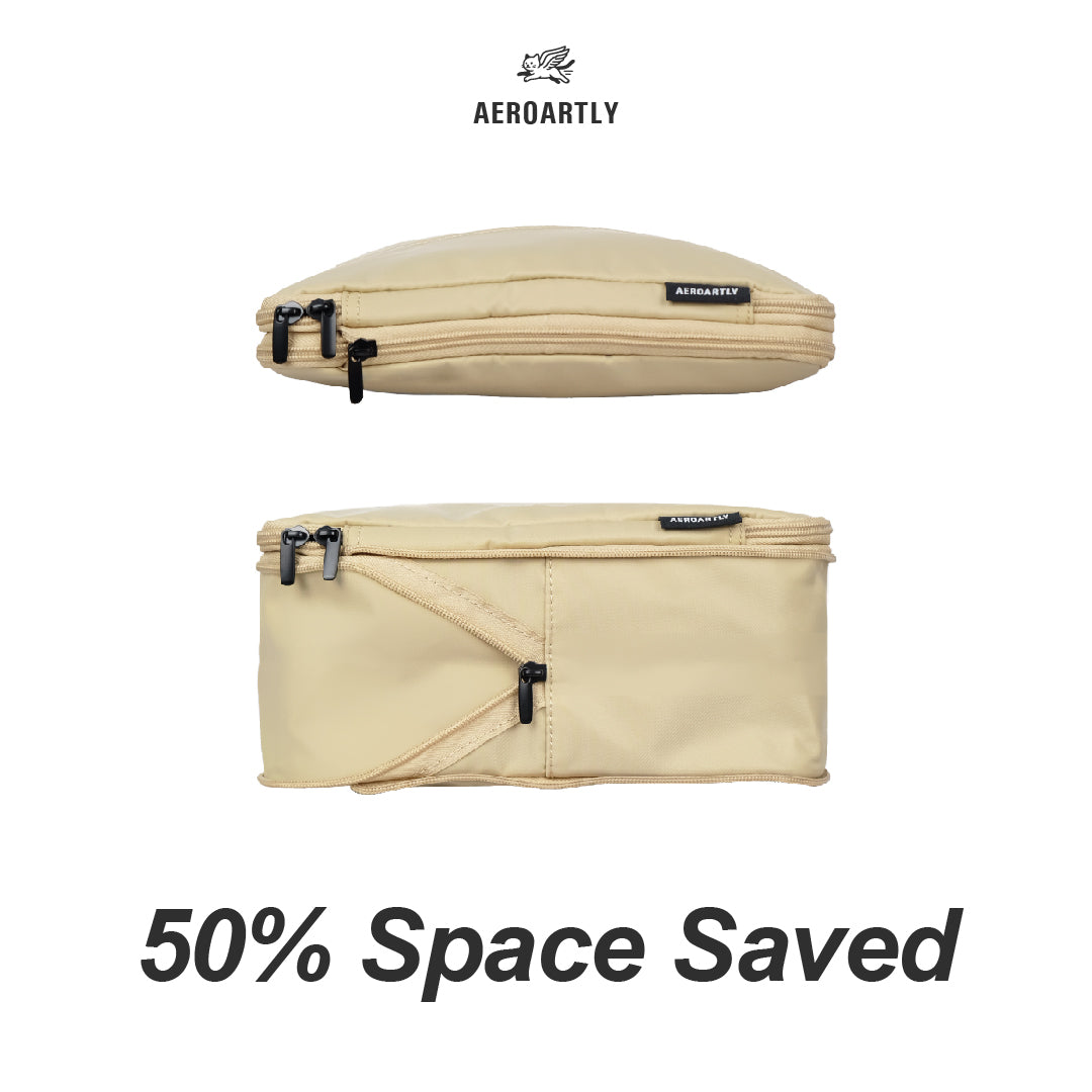 Premium Compression Packing Cubes - 4pc (Sandstone Beige)