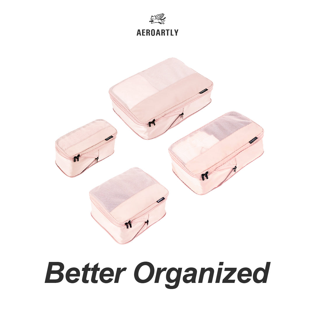 Premium Compression Packing Cubes - 4pc (Pastel Pink)