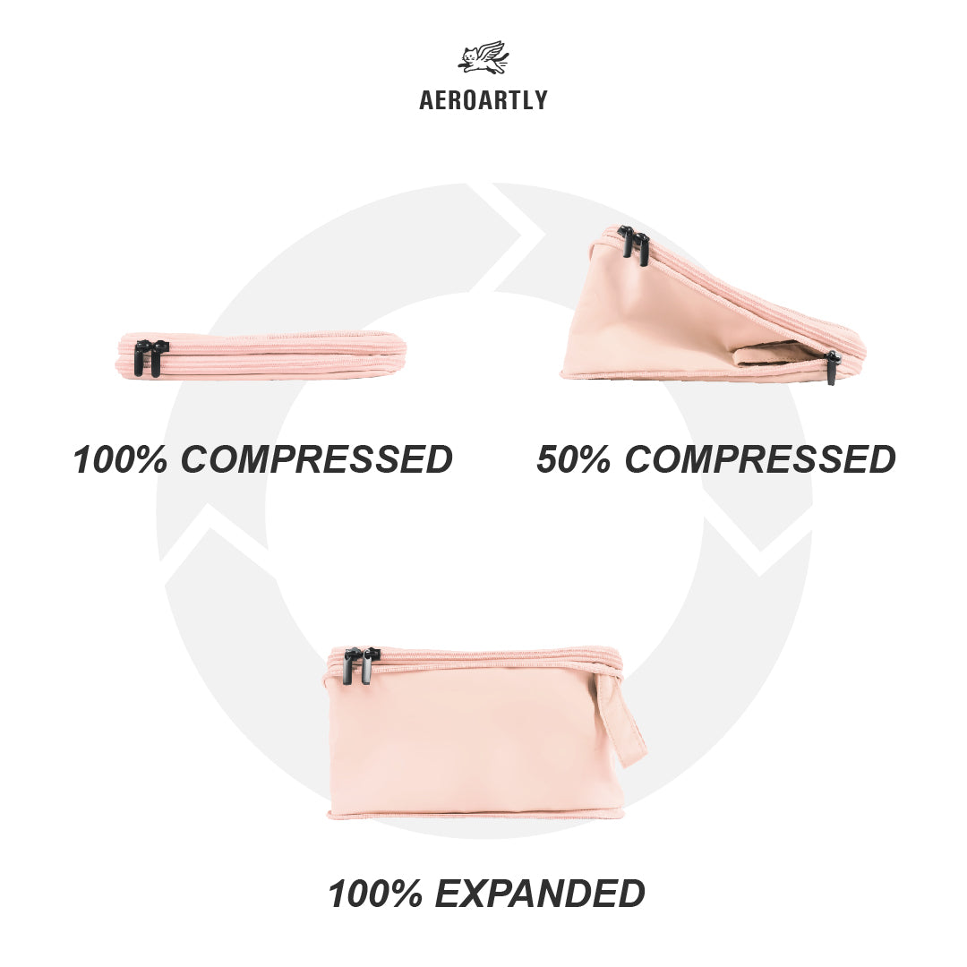 Premium Compression Packing Cubes - 4pc (Pastel Pink)