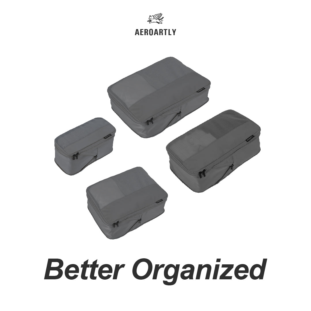 Premium Compression Packing Cubes - 4pc (Charcoal Grey)