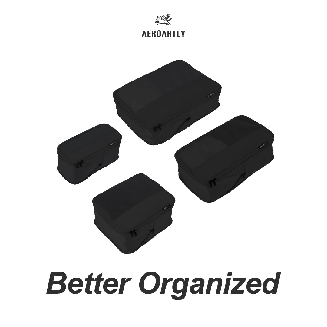 Premium Compression Packing Cubes - 4pc (Obsidian Black)