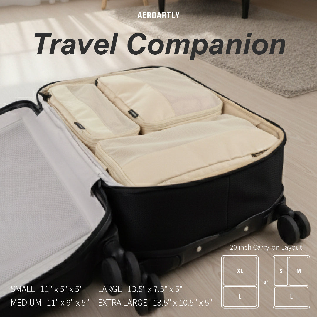 Premium Compression Packing Cubes - 4pc (Sandstone Beige)