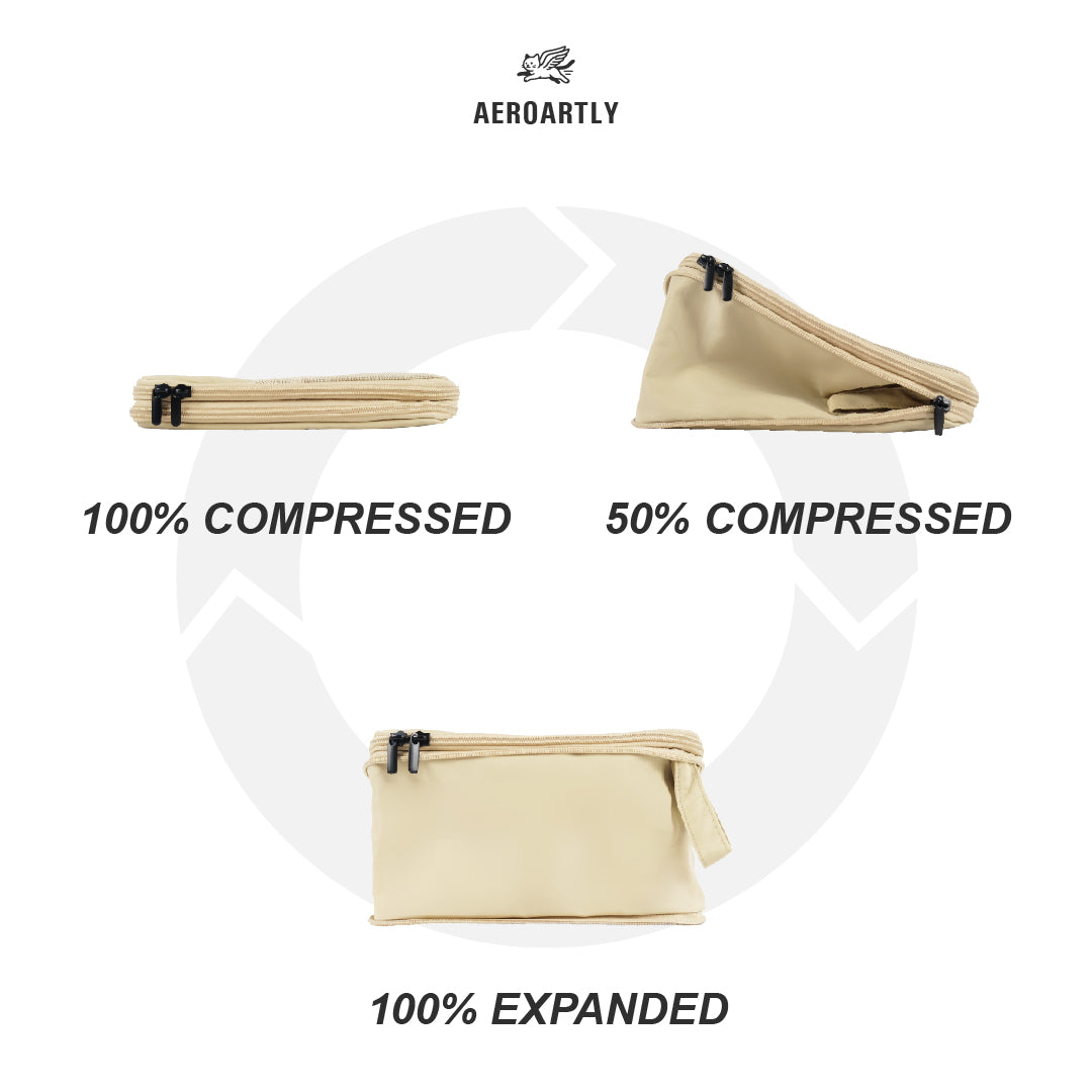 Premium Compression Packing Cubes - 4pc (Sandstone Beige)