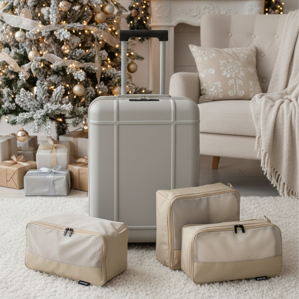 Premium Travel Set - Carry-on Suitcase & Packing Cubes (Cloud Grey)