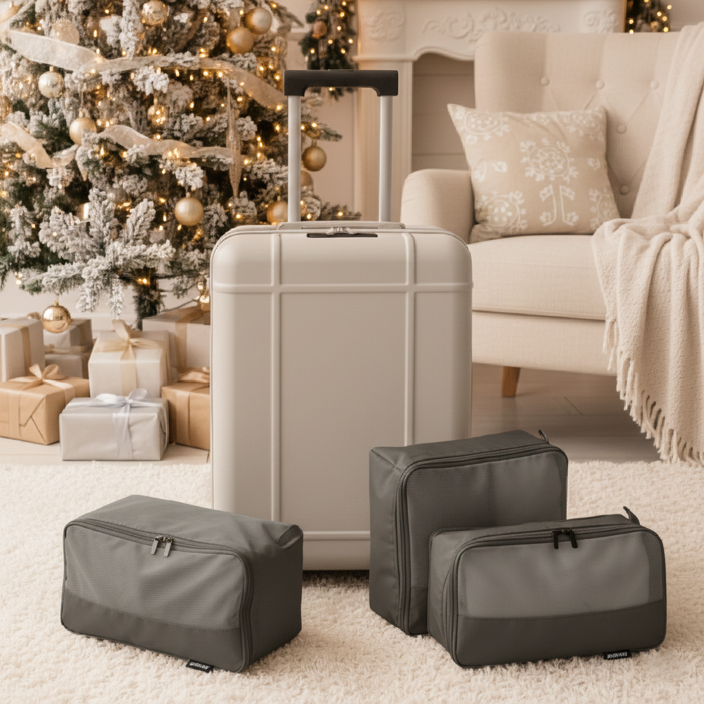 Premium Travel Set - Carry-on Suitcase & Packing Cubes (Cloud Grey)