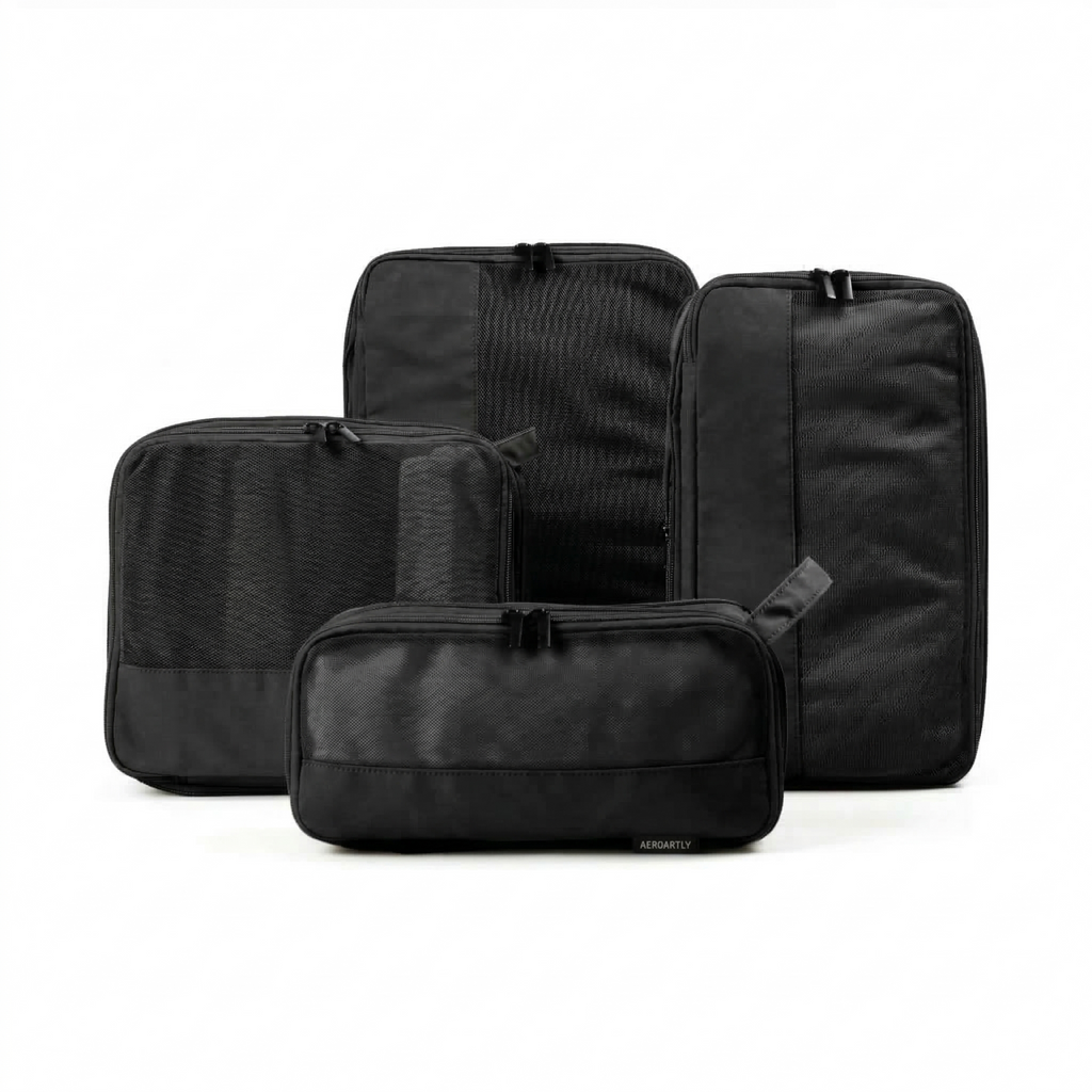 Premium Compression Packing Cubes - 4pc (Obsidian Black)