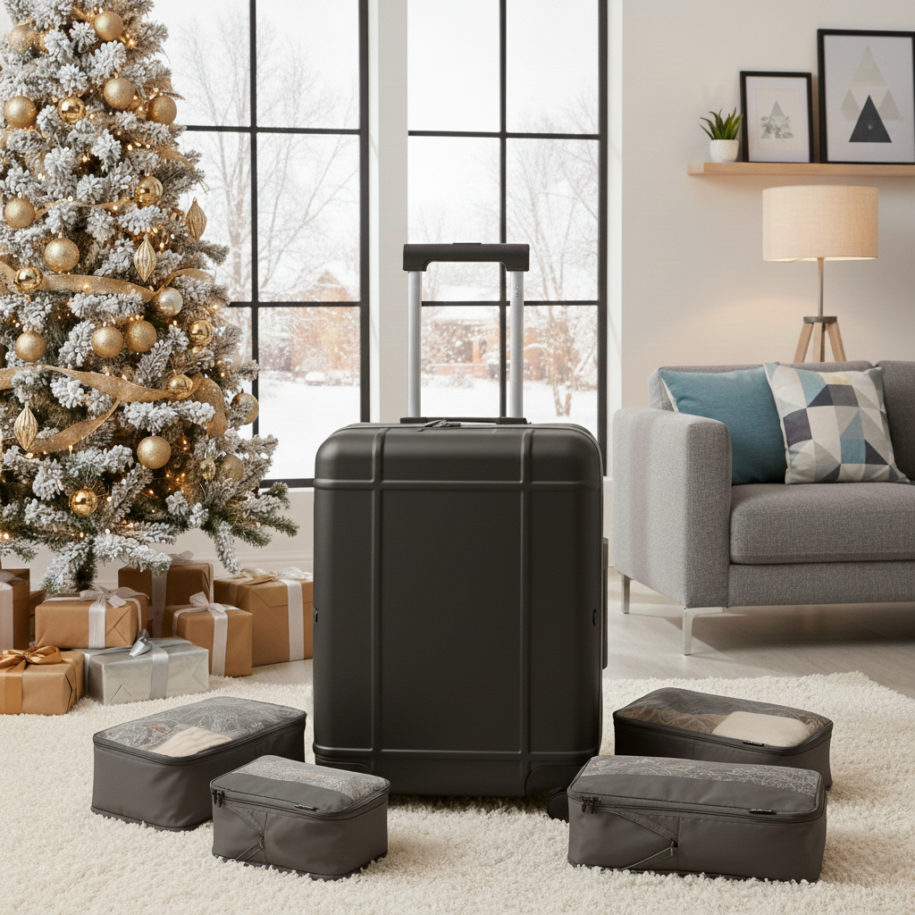 Premium Travel Set - Carry-on Suitcase & Packing Cubes (Obsidian Black)