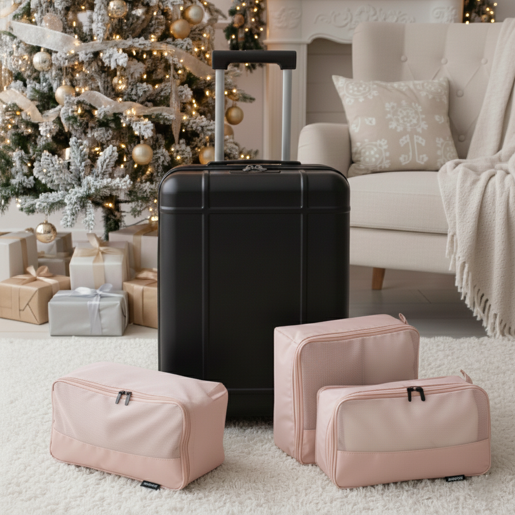 Premium Travel Set - Carry-on Suitcase & Packing Cubes (Obsidian Black)